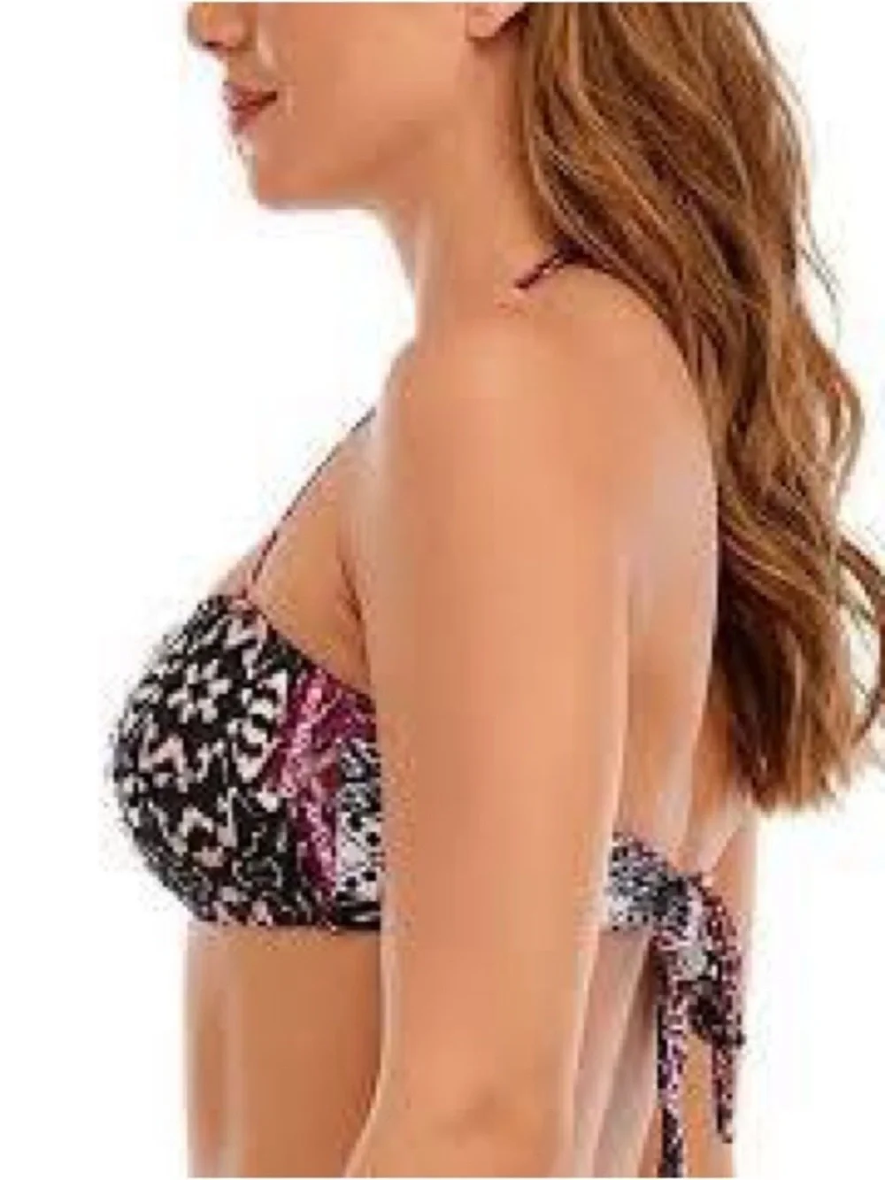 Lucky Brand Printed Bandeau Boho Bikini Top NWT Size Small - Picture 2 of 4